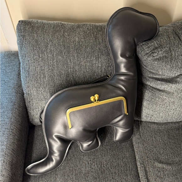 Coach Dino Kisslock Frame Bag & Coin Purse Bag Charm Black Glovetanned Leather - Picture 7 of 15